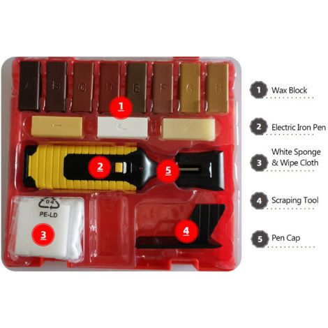 Kit de réparation pour sols et meubles, résistant aux rayures, adapté à la réparation des fissures dans les sols composites en bois dur. (1/5)