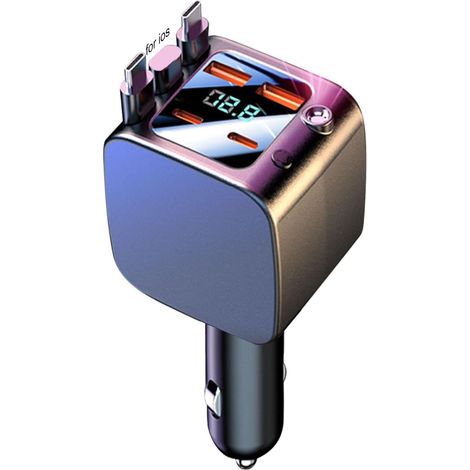 Chargeur De Téléphone Rétractable pour Voiture 2 Ports USB Charge Rapide Accessoires Auto avec Lumière Stellaire,Chargeur De Téléphone pour Voiture pour RV Camion Conducteur Appareils Mobile (1/5)