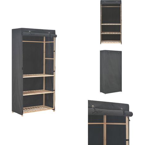 Garde-robe à 3 niveaux Gris 79 x 40 x 170 cm Tissu - Armoire - Placard - Rangements - Meuble De Rangement - Dressing (1/5)