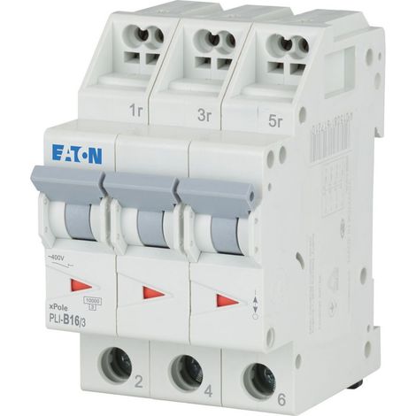 Eaton Interruptor automático (MCB) con borne enchufable, 16 A, 3p, Característica: B, 101314