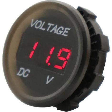 Allecto - Voltmètre LED - Étanche - Idéal pour bateau et voiture - 12 V - Convient aux motos et caravanes - Affichage clair - Couleur noire (1/5)