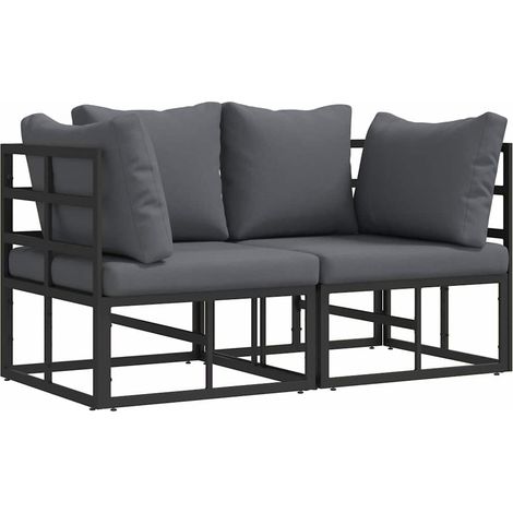 Mobilier de jardin avec coussin avec oreiller Noir Aluminium CFW852825 (1/5)