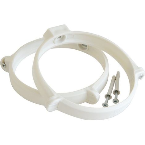 First 125mm collare bianco fermatubo a muro blister con 2pz per tubi tondi aerazione cappa