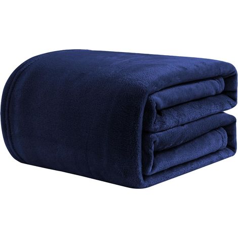Manta para sofá de 120 x 200 cm, manta de forro polar cálida y suave, súper cálida y ligera para sofá o sala de estar, azul marino. (1/5)