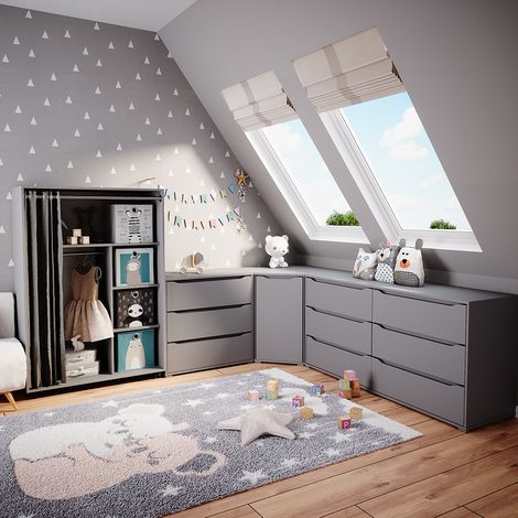 Armoire Doros, Gris, 100 x 146.6 cm avec boxes pliables, Vicco (1/5)