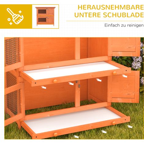 Cage pour petits animaux 2 niveaux, résistant aux intempéries, bois de sapin vert et naturel (1/5)