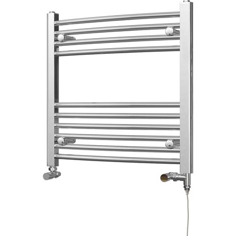 Zennor - Chrome Dual Fuel Towel Rail H600mm x W600mm Standard - Curved (1/3)