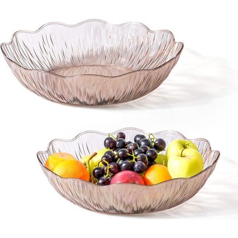 royaluxe - Corbeille à fruits en plastique moderne, lot de 2, idéale pour les fruits, les collations, le pain et la décoration de table, 24 x 24 x 6 cm (1/5)