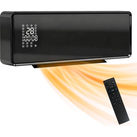HOMCOM Termoventilatore 2000W a Muro 3 Modalità, Telecomando e Timer Nero (1/5)