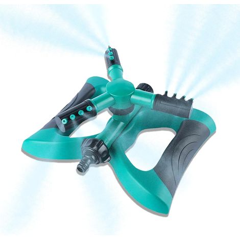 Arroseur de jardin rotatif automatique à 360° , arroseur de pelouse de 6 à 33 pieds de large , base papillon verte pouvant être connectée à un système de pulvérisation pour l'irrigation des plantes et (1/5)