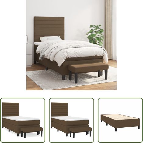 vidaXL Tête de lit réglable - Sommier à lattes de lit avec matelas Marron foncé 100x200 cm (1/5)