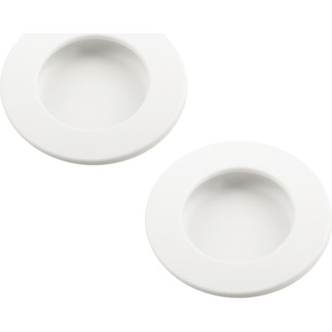Cyclingcolors – Poignée ronde encastrable Ø 60mm – Plastique blanc – Montage dans trou de 50mm – Pour meubles et portes coulissantes (1/3)