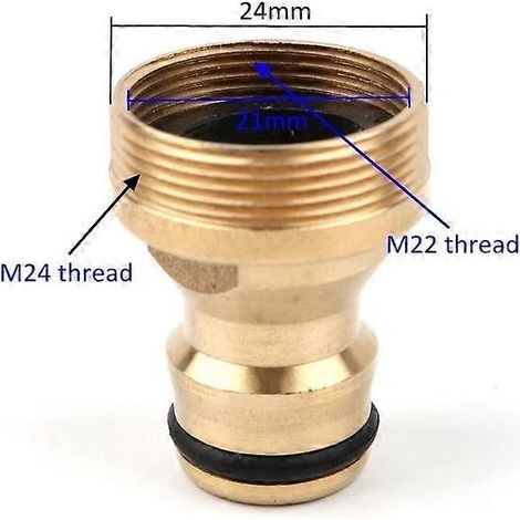 Raccord rapide de tuyau d'arrosage en laiton fileté M22/M24, adaptateur à pression pour robinet, raccord rapide pour jardin. (1/5)