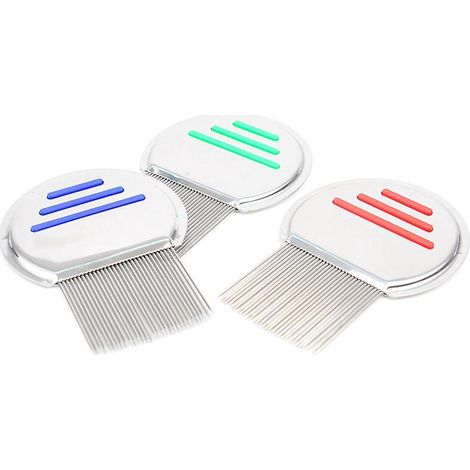 peigne Poux Pour Animaux De Compagnie En Acier Inoxydable - Bleu, Rouge, Vert Trois (1/5)