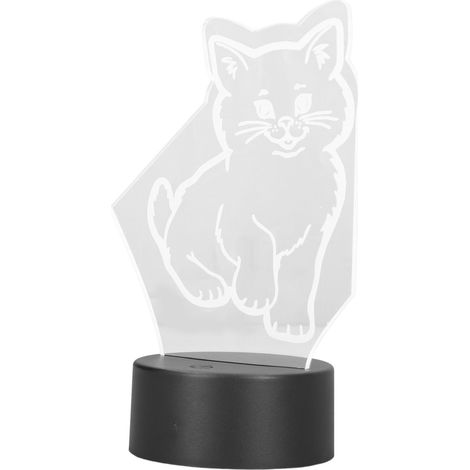Lampe chat 3D LED, couleurs réglables, lumière douce et chaude, sûre, durable, facile à utiliser, USB ou piles. Veilleuse 3D (1/5)