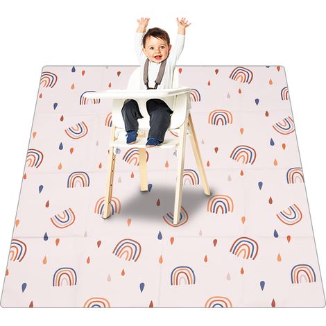 Lntyq Tapis de Chaise de Salle à Manger pour bébé, Tapis de Protection de Sol Lavable Tapis de Sol imperméable pour bébé Splat pour sous Protecteur de Sol(110 110CM)