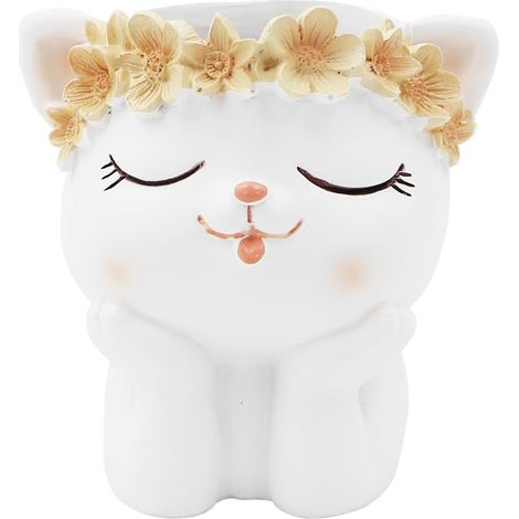 Pot à crayons en résine motif chaton, fleur ou cactus, design cartoon pour enfants, bureau, papeterie, cadeau (ours) (1/5)