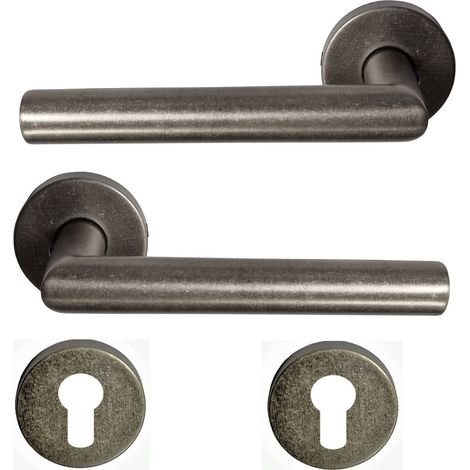 Par de asas de rosa de Acero Inoxidable 304 "ANTIK SILVER". +1 Par de rosas cilíndricas