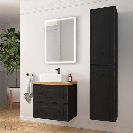 Meuble sous-lavabo Renoir 600 Black Velvet avec 2 tiroirs suspendu (1/4)