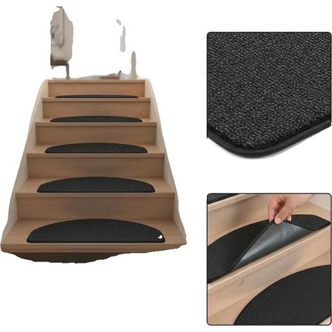 Treppe Trittmatten, Selbstklebend, Langlebiges Design, Schwarz (1/2)
