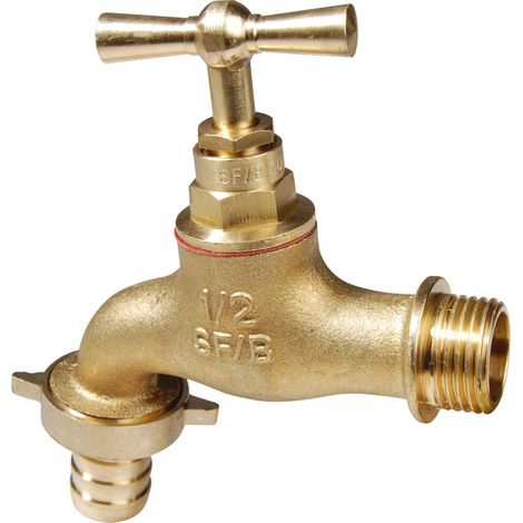 Sanitaire-Distribution – Robinet de puisage laiton brossé – Tête à potence – Raccord au nez – Série 1345 15x21 – 20x27 – Pour arrosage professionnel (1/5)