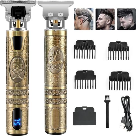 Men's Hair Clippers, Men's Beard Trimmer, Electric Shaver T-Blade Trimmer with LED Display for Cutting and Contour Beard (1/5)