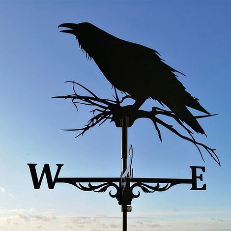Raven Weathervane for Weathervane in Outdoor Farmhouse Steel Weathervane with Roof Bracket, Steel Weathervane, Gift for Garden Yard (1/5)