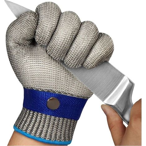 Gants Anti Coupure En Maille Acier Inoxydable Pour Boucherie, Découpe De Viande, Poisson Et Hachage – Version Améliorée (1/4)