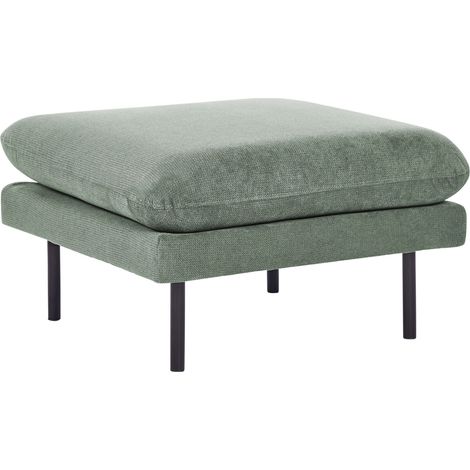 Pouf quadrato con cuscino in tessuto di ciniglia verde chiaro con gambe nere Vinterbro (1/5)