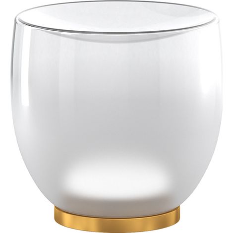 Abatjour Contemporaneo Drum Metallo Oro Vetro Bianco 1 Luce Led 12W Calda