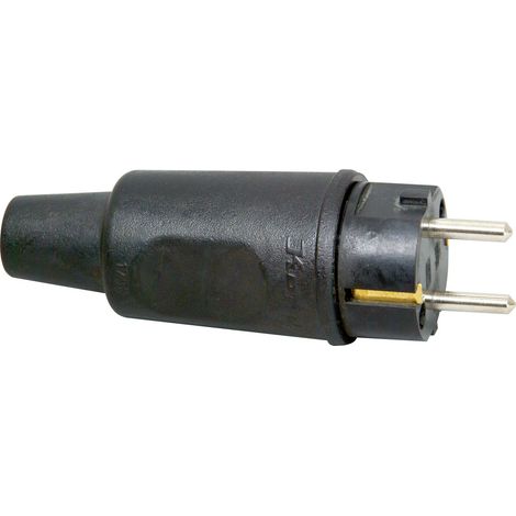 Kopp 179516009 Schutzkontaktstecker PA, Gummi  230 V Schwarz IP44