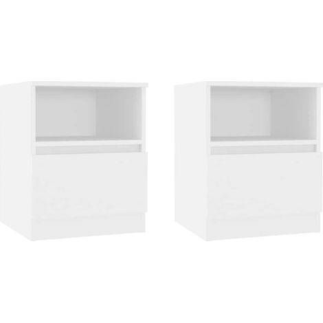 vidaXL Mesitas de noche 2 uds madera contrachapada blanco 40x40x50 cm (1/2)