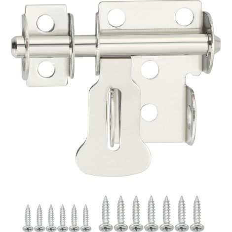 Verrous Loquet Porte Extérieur, 6.6x4.6 CM, Verrou Porte Loquet Pratique Durable, Verrou Porte Interieure en Acier Inoxydable, Loquet Porte Coulissante Pour Portes, Fenêtres, Clôtures, Brossé (1/5)