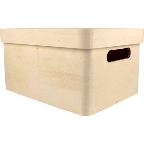 MégaCréa DIY - Coffre rangement en bois 30 x 22 x 16 cm (1/2)