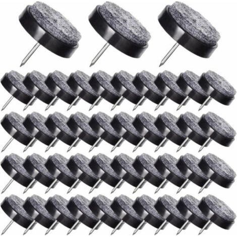 50 almohadillas para sillas con clavos, 24 mm - Almohadillas de fieltro para proteger las patas de los muebles - Negro -Crezuo