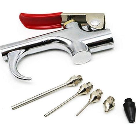 Druckluftpistole zur Entfernung von Metallstaub, Druckluftpistole mit 4 Verlängerungsdüsen, Schnellanschluss zum Wegblasen von Staub, Schmutz und Staub (1/4)