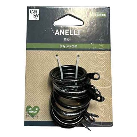 ANELLI PER SCORRITENDA A STRAPPO Ø 40x32 mm, Colore Nero/Oro