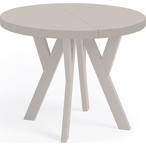 Table de salle à manger ronde extensible, PERO, style loft, scandinave, diamètre : 100 / 200 cm, couleur : cachemire (1/4)