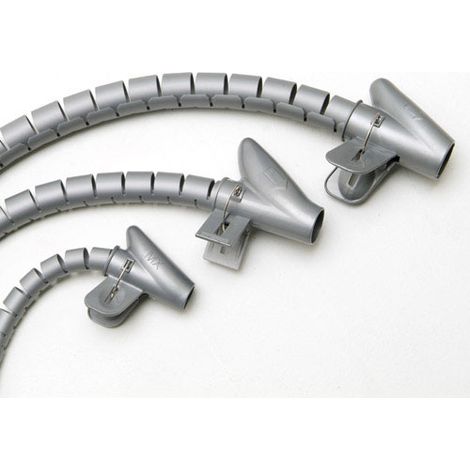 Organizzatore di cavi con clip grigia 15 mm. 2,5 M