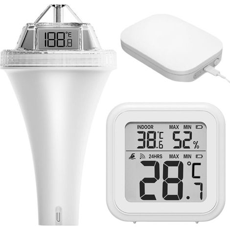 Thermomètre Piscine WiFi Flottant – Thermomètre Eau Connecté avec Application, Sonde Extérieure, Écran LCD, IP67, pour Piscine, Étang, Spa, Intérieur & Extérieur
