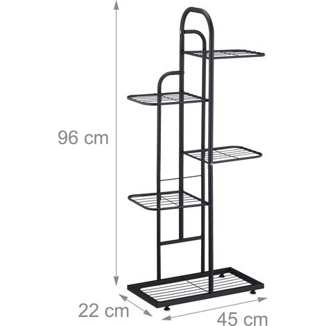 Étagère à plantes moderne escalier aménagement terrasse 85 x 30 x 25 cm en métal noir (1/3)
