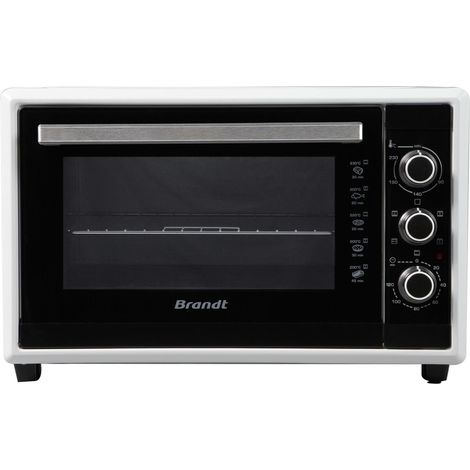 Brandt – Mini four grill 40L – Chaleur tournante, gril, 2100W – Minuterie, design compact blanc – Pour cuisson homogène et rapide