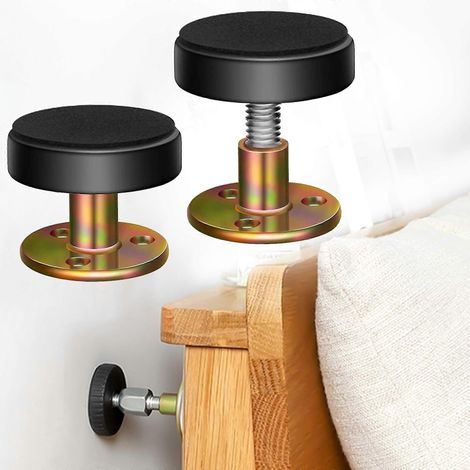 Cadre de lit réglable en 4 pièces avec outil anti-balancement fileté, support télescopique compatible avec les murs de la chambre, facile à installer (30-44 mm). (1/5)