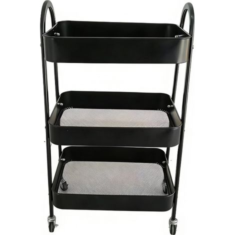 Chariot utilitaire à 3 niveaux en acier au carbone avec roues à roulement fluide – Parfait pour l'organisation de la maison, du bureau et de l'atelier (1/5)