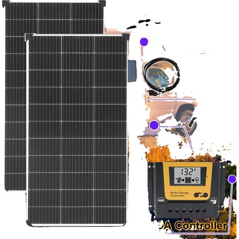 Sistema de paneles solares de alta eficiencia, compatible con sistemas aislados de la red eléctrica, kit solar de 24 V y 240 W. (1/2)