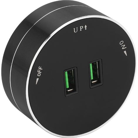 Kabelloser Stromschienenadapter mit zwei USB-Anschlüssen, multifunktionaler runder Steckdosenadapter mit Kontrollleuchte, Wechselstrom 110–250 V (1/5)