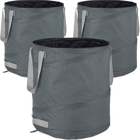 3 uds bolsas de jardin de 85 litros de color gris