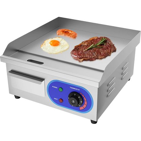 14" Plancha Électrique Inox Grill de Table 220-240V 1700W Plaque de gril en fer Surface plaque Lisse Anti-éclaboussures (35.5 x 30 cm) (1/5)