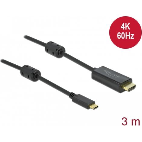 Delock Cable activo de USB Type-Câ¢ a HDMI (DP Alt Mode) 4K 60 Hz 3 m