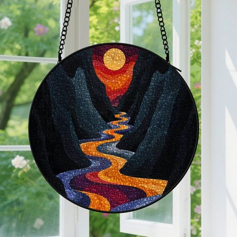 9cm Suspension en Vitrail, Attrape-Soleil Minimaliste Élégant Unique Coloré pour Jardin Intérieur, Cadeau Femme, Homme, Collègue (1/5)